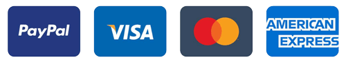 We accept PayPal, Visa, Mastercard and American Express