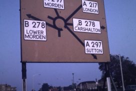 Retro road sign at Rosehill dated 1956 from newly digitised photo collection